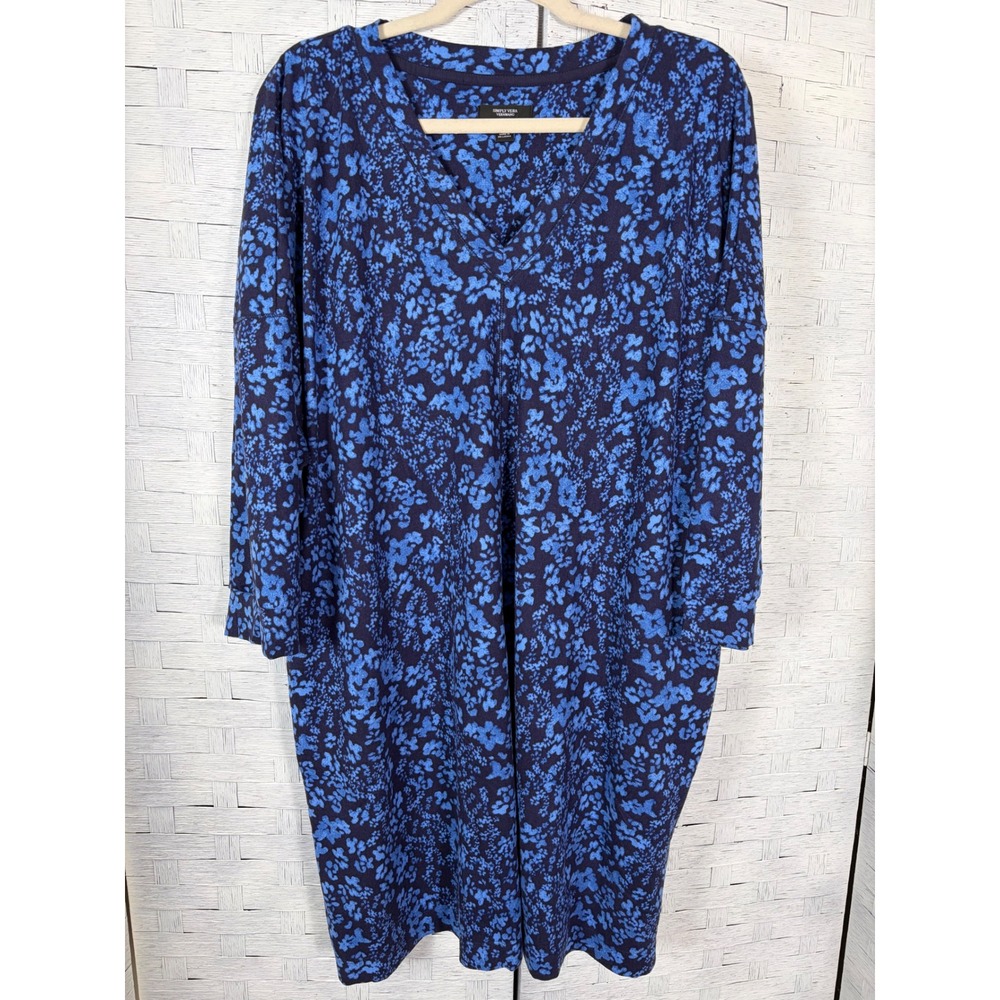 Simply Vera Vera Wang Dress Shirt Floral V-Neck Knit Pockets Long Sleeve Plus Sz - Picture 2 of 12